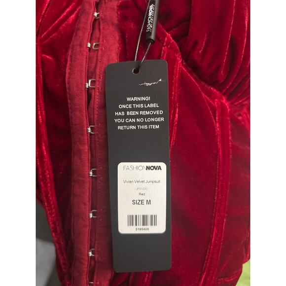 Fashion Nova Vivian Velvet Corset Jumpsuit  M NEW Renaissance Cosplay Goth Punk - Picture 12 of 12